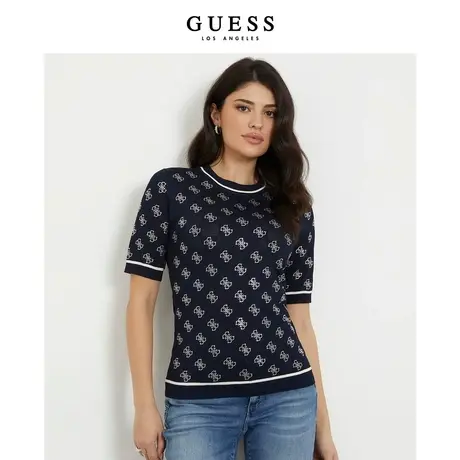 GUESS女士知性淑女经典款logo针织上衣-W4GR05Z3D60商品大图