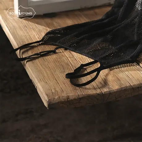 宝诗嫣春秋薄款透明网纱睡衣开叉长裙女士性感私房黑色吊带睡裙图片