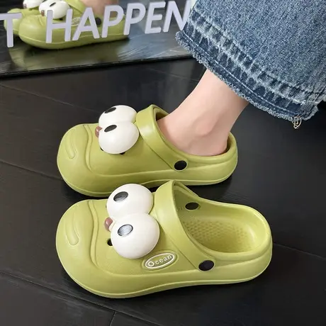 大眼狗拖鞋女夏季外穿2024新款包头洞洞鞋踩屎感软底可爱搞怪凉鞋商品大图