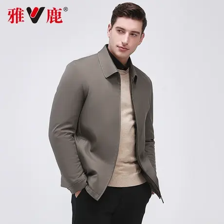 雅鹿秋冬季短款翻领商务休闲棉服男加棉加厚干部中年爸爸保暖外套商品大图