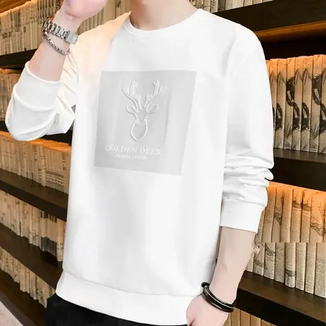 2023青年男士春秋季新款韩版卫衣服外穿潮流长袖T恤圆领帅气秋衣商品大图