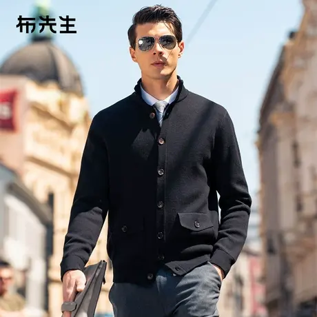 MrBu布先生羊毛混纺纯色立领开衫外套2023秋冬保暖毛衣男BT12139商品大图