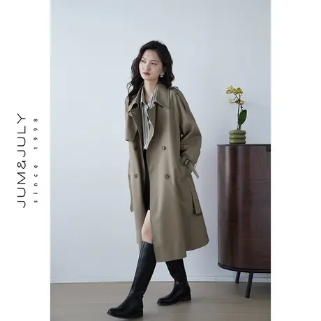 嘉茱莉2023年新款风衣外套女春秋中长款韩系风格穿搭今年流行上衣商品大图