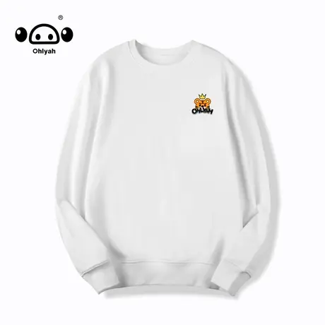 白色卡通卫衣女潮ins港风宽松无帽外套春秋薄款青少年潮牌上衣服商品大图