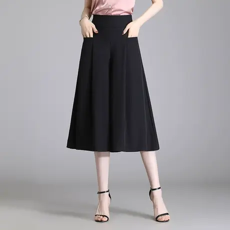 裙裤女夏季2023新款高腰小个子宽松大码阔腿裤显瘦七分裤裙休闲裤商品大图