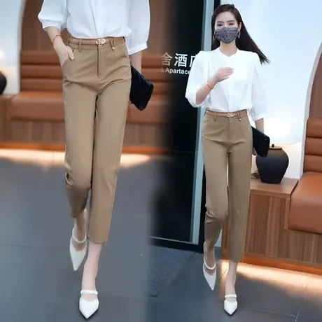 夏薄款西装裤子女2023新款高腰显瘦九分哈伦裤职业时尚休闲法棍裤商品大图