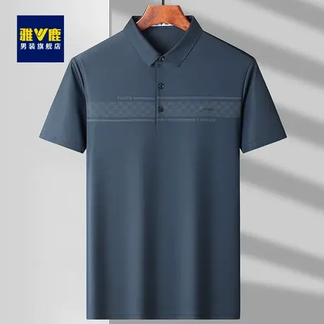 雅鹿短袖t恤男士冰丝2023夏季中老年男装薄款速干爸爸夏装POLO衫商品大图