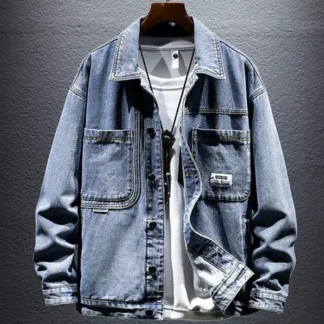 牛仔外套男士韩版潮流宽松潮牌ins百搭休闲工装夹克牛仔宽松上衣图片