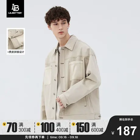 Lilbetter夹克男ins潮高级感上衣新款秋冬季男装仿麂皮绒工装外套商品大图