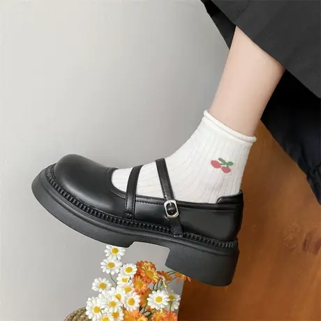 复古小皮鞋女2023年春夏浅口玛丽珍配裙子jk单鞋圆头法式小皮鞋潮商品大图