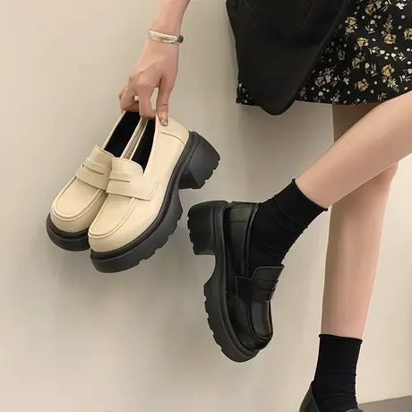 乐福鞋女厚底高级感通勤单鞋2024新款黑色百搭玛丽珍女鞋jk小皮鞋商品大图