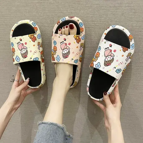 拖鞋女夏季外穿新款时尚可爱卡通厚底防滑一字拖ins潮网红凉拖鞋商品大图