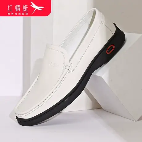 红蜻蜓男鞋2024春季新款真皮时尚商务男鞋舒适软面休闲防滑乐福鞋商品大图