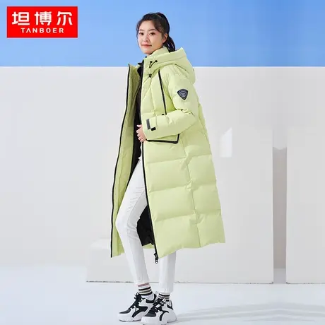 【90鹅绒蓄热里料】坦博尔22新款羽绒服女中长连帽加厚保暖外套冬商品大图