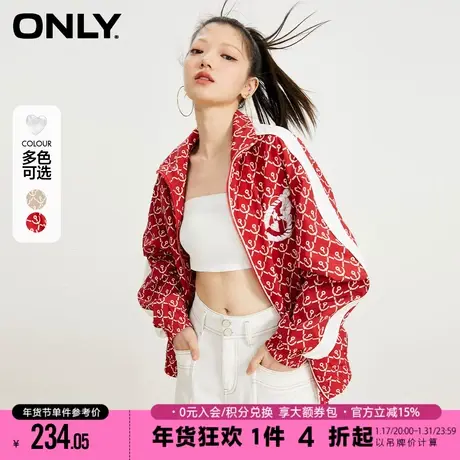 ONLY2023秋季新款时尚海军风宽松落肩袖满印外套女|123136001商品大图