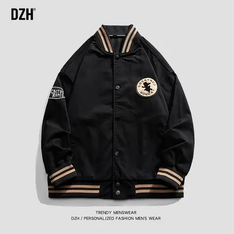 青少年黑色棒球服男春秋大码休闲运动夹克外套2023年新款潮牌男装商品大图