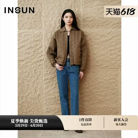 【巴恩风】INSUN恩裳专选秋季雅丹风菱格桑蚕丝棉服夹克商品大图