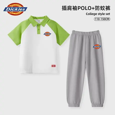 Dickies童装男童夏装套装儿童撞色插肩袖polo衫男孩学院风两件套A商品大图