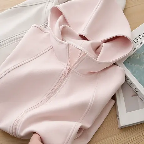 太好看！粉嫩显白！修身显瘦！自留开衫卫衣拉链连帽外套女春秋商品大图