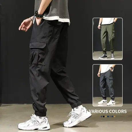 美式工装裤男春秋款大码潮流束脚休闲裤男款加厚多口袋弹力运动裤商品大图