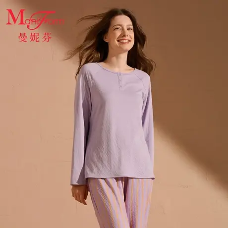 曼妮芬圆领套头长袖长裤套装女20320798商品大图