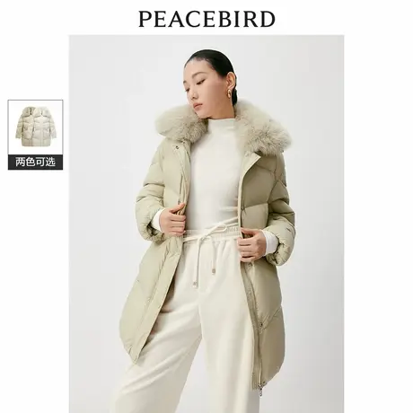 太平鸟女装冬季毛领中长款羽绒服A1ACD4538商品大图