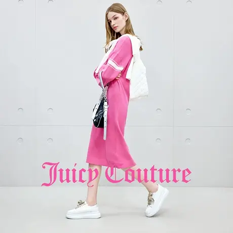 Juicy Couture橘滋连衣裙女2025年秋季新款粉色学院风针织中长裙商品大图
