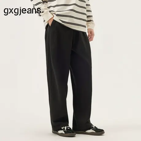 gxg.jeans男装 黑色简约基础宽松直筒休闲长裤卫裤男裤 25秋新品图片