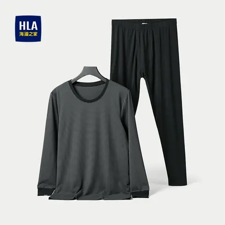 HLA/海澜之家远红外保暖内衣套装25新撞色条纹弹力打底秋衣秋裤男商品大图