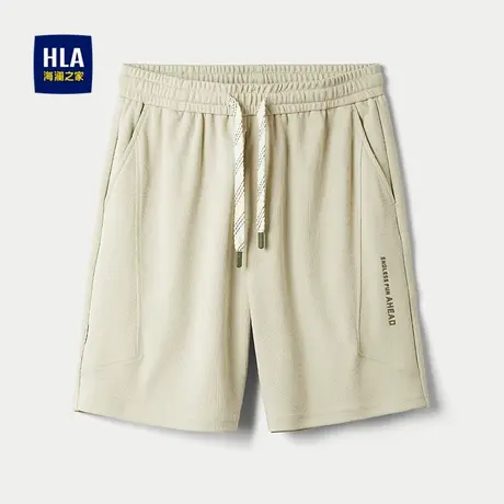 HLA/海澜之家抽绳系带休闲中裤25春夏新刺绣洗水弹力宽松短裤男商品大图