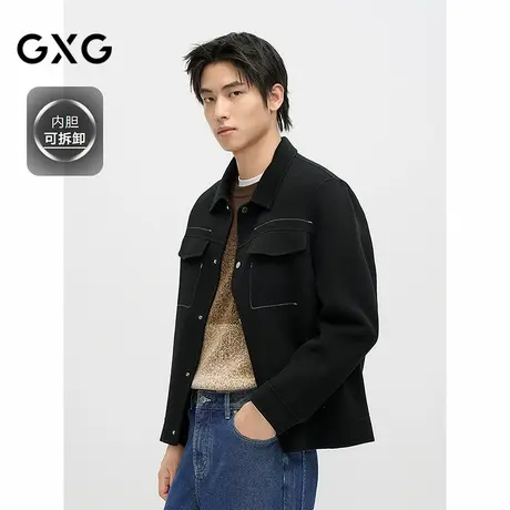 GXG男士2024年冬季品两件套可拆卸羽绒短款大衣男羊毛大衣图片