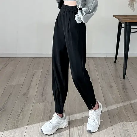 冰丝哈伦裤女夏季2025新款松紧腰小个子显瘦束脚休闲裤百搭萝卜裤商品大图