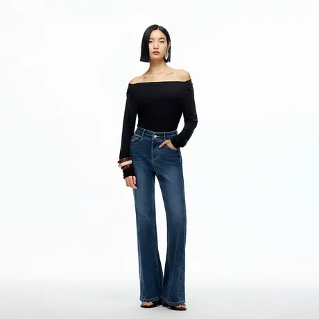 【好物体验专享】Vero Moda牛仔裤女2025秋季新高腰显瘦微喇裤商品大图