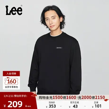 Lee25秋冬新品舒适版圆领金属Logo贴标男长袖卫衣潮LMT010833204图片