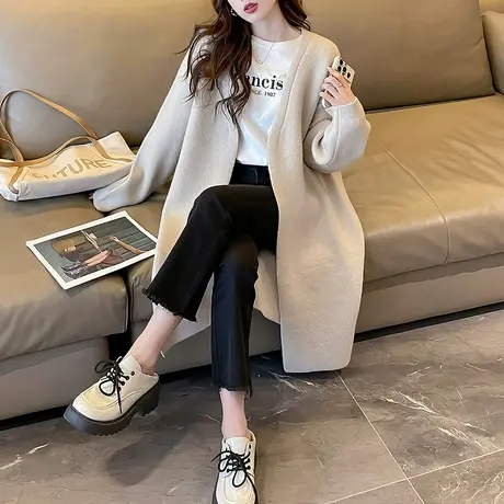 唐狮秋冬毛衣女慵懒简约百搭宽松开衫女针织外套春秋高级感潮tuTA商品大图