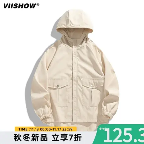 VIISHOW宽松连帽口袋工装防风外套秋冬新款男生ins潮流冲锋衣夹克商品大图