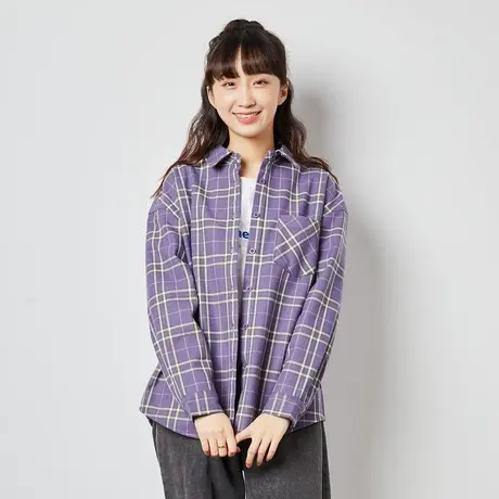 唐狮秋冬新款格子衬衫女长袖加绒加厚衬衣外套百搭外穿上衣图片