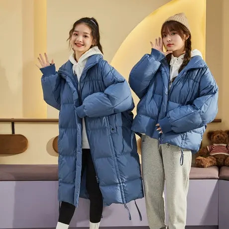 唐狮立领加厚羽绒服女冬季新款白色外套长款保暖羽绒服短款潮图片