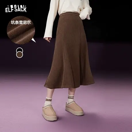 妖精的口袋灯芯绒复古半身裙女2023冬季新款高腰鱼尾裙半身长裙图片
