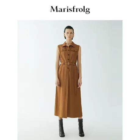 【言选好物】玛丝菲尔秋季深咖色工装设计感连衣裙商品大图