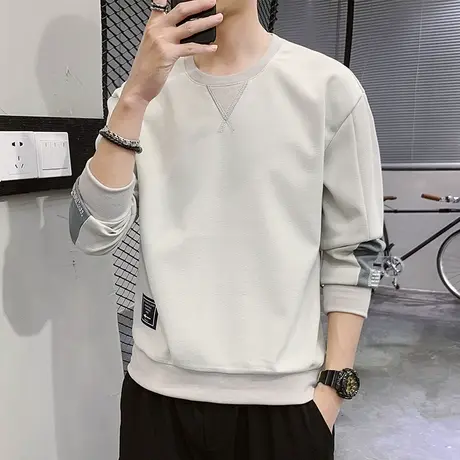 长袖t恤男士2025新款春季打底衫潮流宽松百搭卫衣休闲上衣服男装商品大图