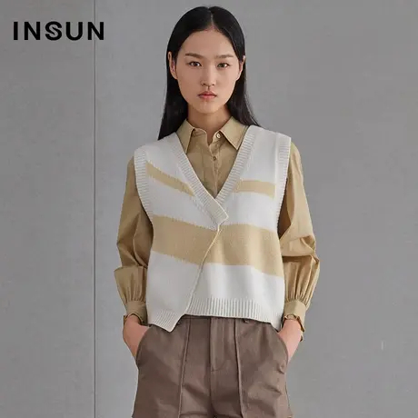 恩裳春季不对称马甲背心毛针织衫商品大图