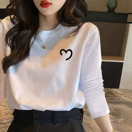 白色上衣2022新款秋季韩版百搭打底衫学生内搭长袖T恤女网红ins潮图片