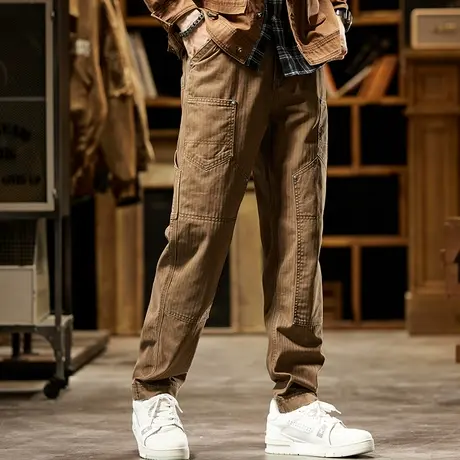 裤子男款潮流百搭裤子多口袋潮牌大码裤子小直筒休闲裤男款商品大图