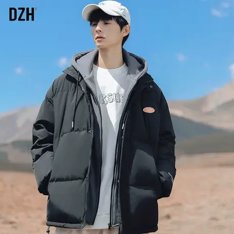 男士情侣棉服男冬季加厚棉衣2023年新款连帽外套假两件上衣面包服商品大图