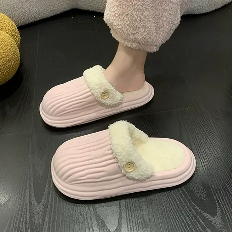 小众可拆卸棉拖鞋女2023冬季新款防滑防水居家室内加绒孕妇月子鞋商品大图