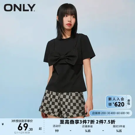 ONLY奥莱夏季时尚宽松休闲蝴蝶结套装短袖T恤女商品大图