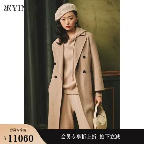 YINER音儿女装冬季西装领纯羊绒双面呢大衣图片
