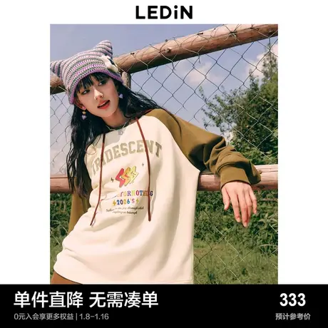 【商场同款】乐町拼色圆领卫衣印花套头衫插肩圆领卫衣C2CRD4118商品大图
