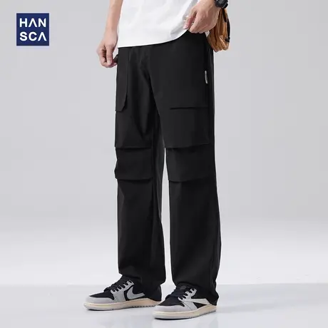 hansca美式高街直筒休闲裤男春季新款工装潮牌机能宽松垂感长裤子商品大图